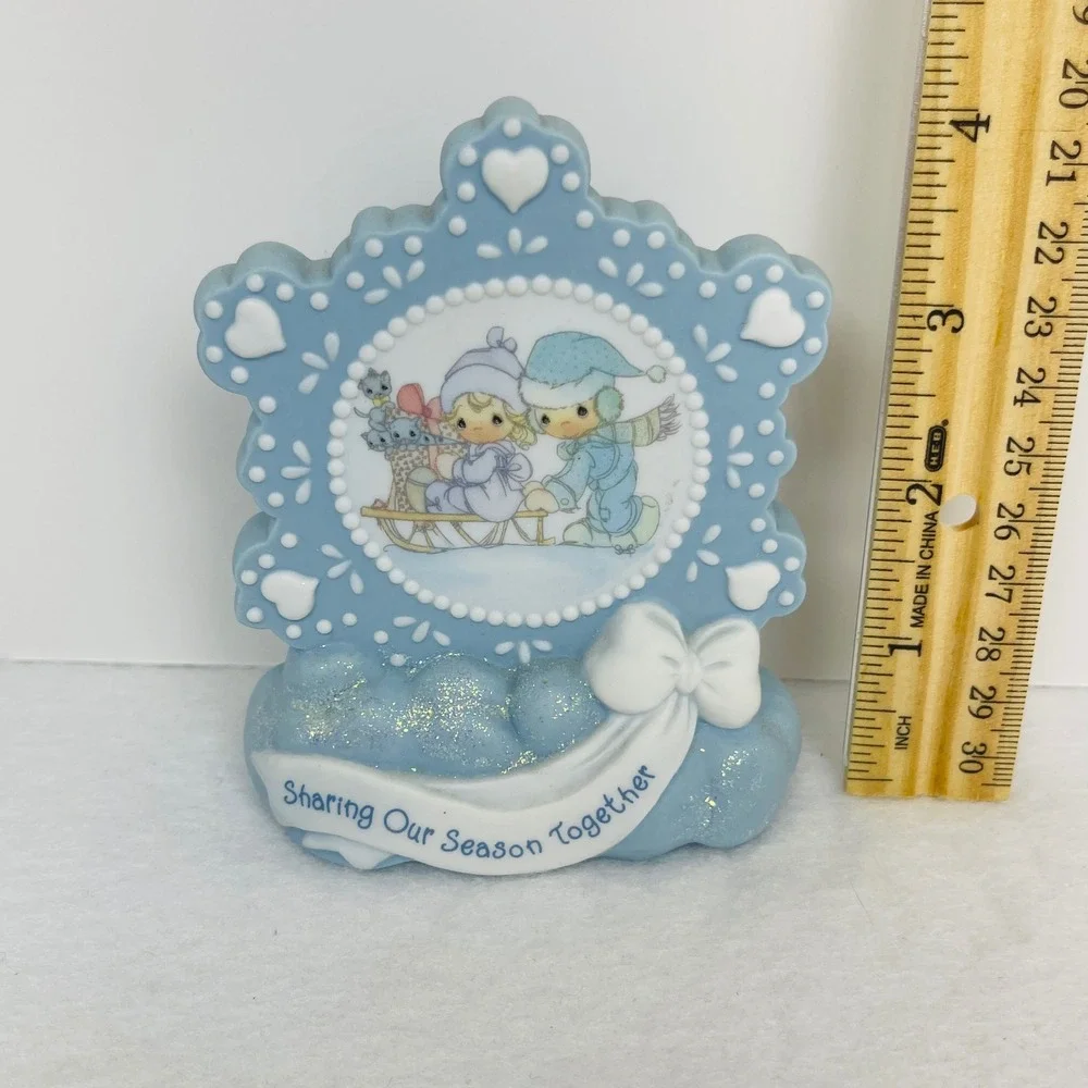 Precious Moments Sharing Our Season Together Blue Snowflake Figurine Winter Sled